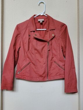 LOFT Coral Moto Jacket - Women's Lightweight Asymmetrical Zip.   Size MP